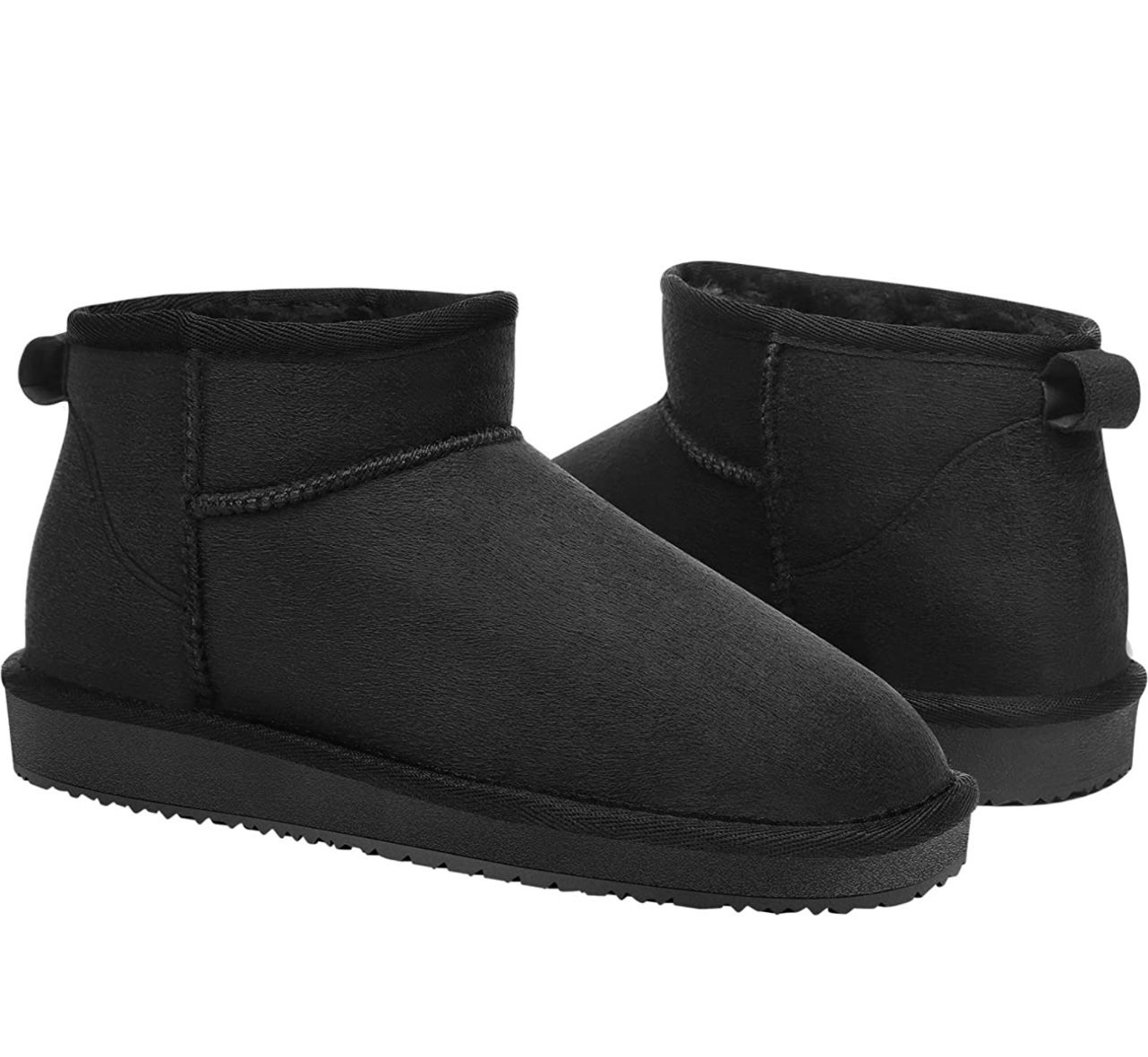 Black Ankle Boots With Faux Fur Inside Size 10