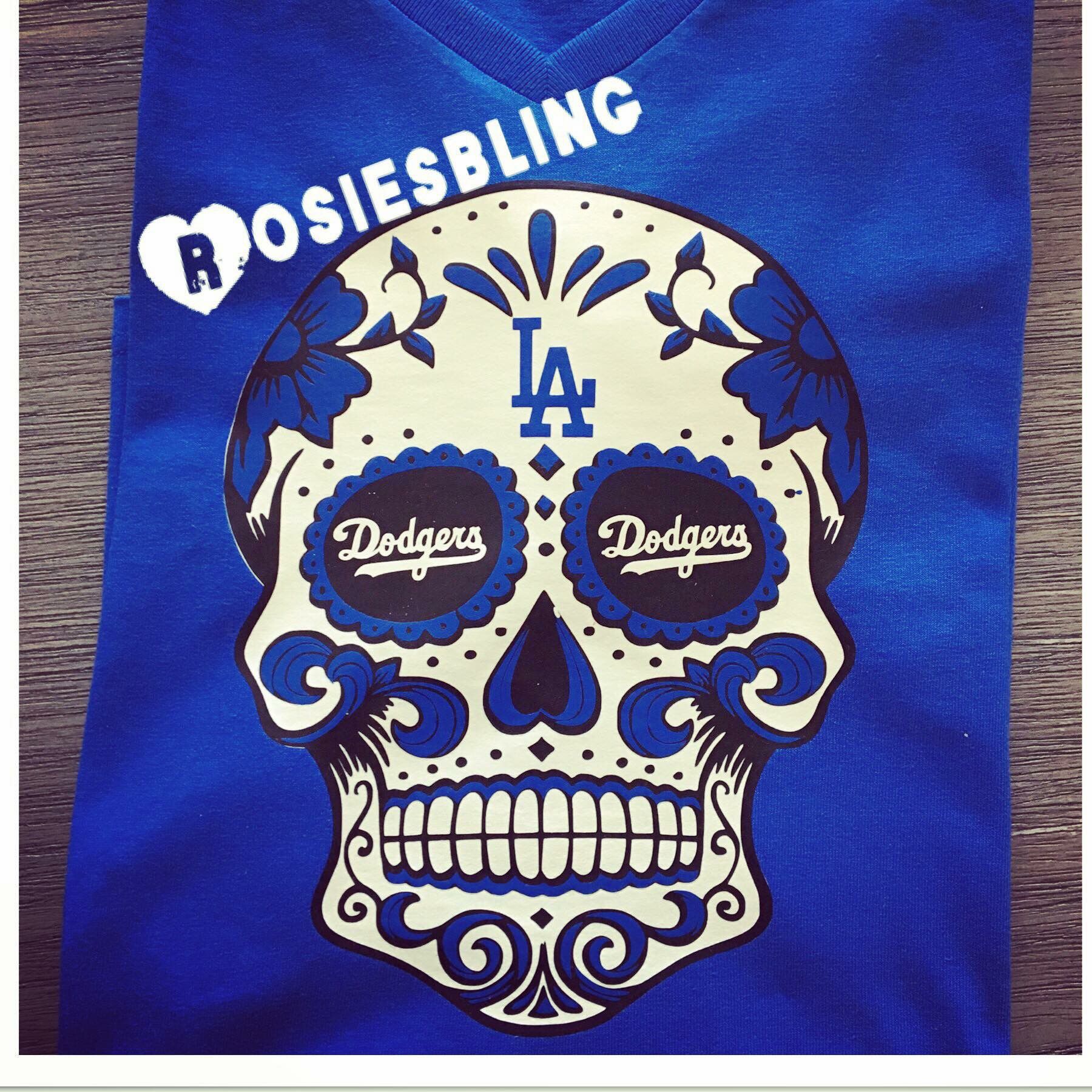 Dodgers rhinestones, vinyl, glitter vinyl shirts. LA dodgers for