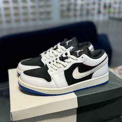 DT version of AJ1Low low-top: black, white, blue