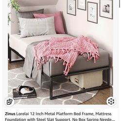 Zinus Lorelai Twin Metal Platform Bed Frame – No Box Spring