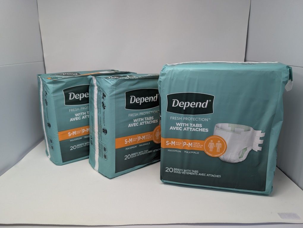 Depend Adult Underwear Size S-M With Tabs 60 Count