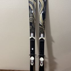 K2 One Luv 163cm Women's Skis with Marker Bindings.