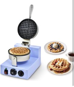 Commercial Waffle Maker, 1200W Round Waffle Iron Machine with Timer & Temp Control, Nonstick Plates, Heat-Resistant Shockproof Non-Conductive Plastic 