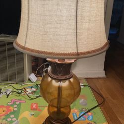 Vintage Boho Amber Glass Globe Table Lamp 