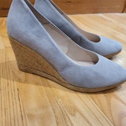 Eric Michael Teva Women's Suede Leather Wedge Heel Shoe (GREY, EU 38 / US 8)