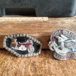 TWO MOTORCYCLE BUCKLES