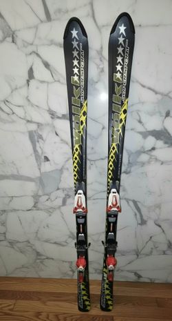 Volkl Supersport Alpine Carving Skis Black & Yellow Graphics With Marker Bindings