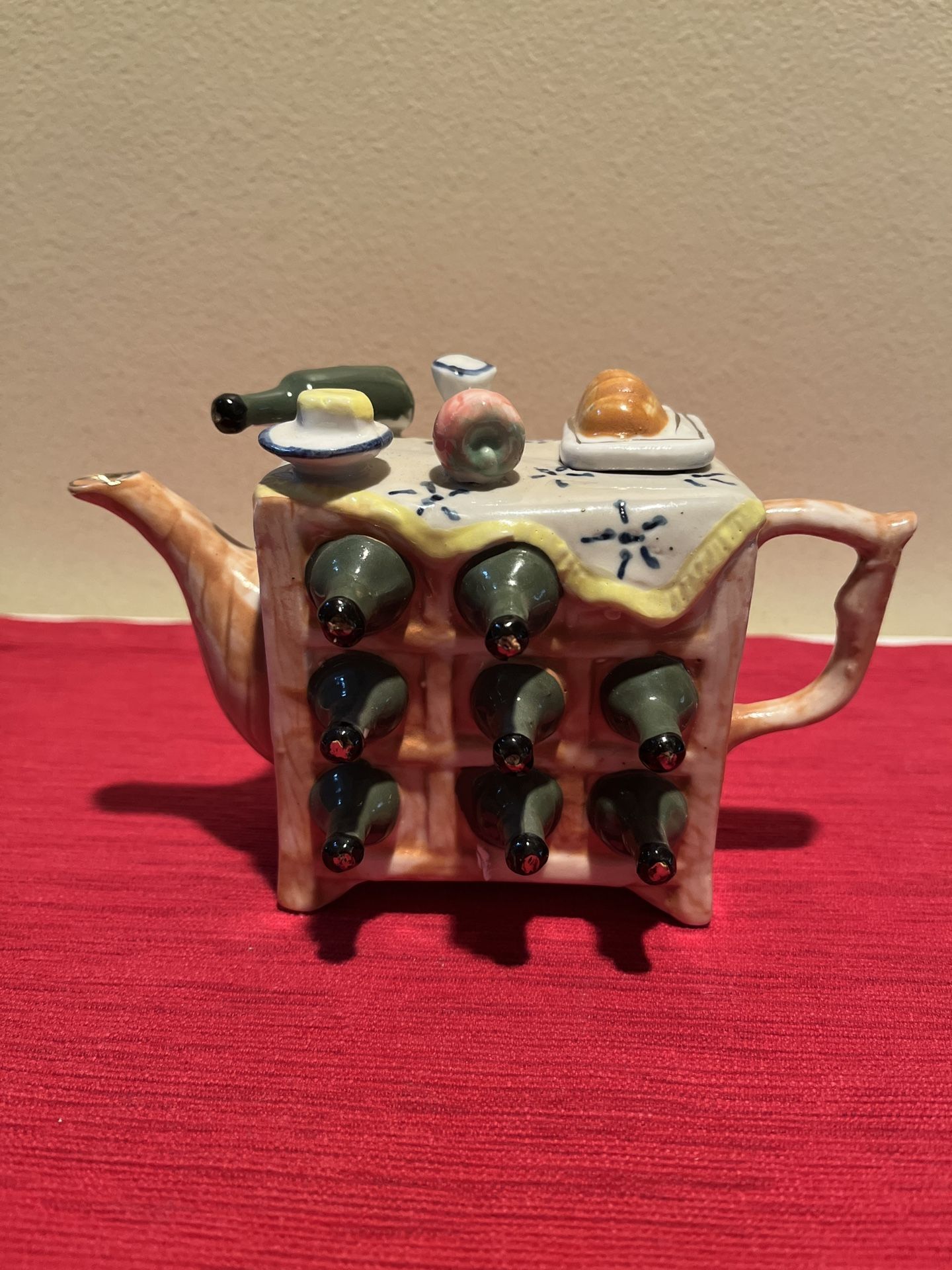 Vintage Wine Bar/Rack Ceramic Teapot
