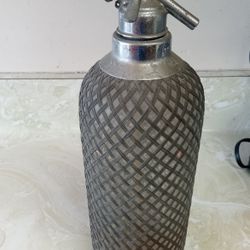  Antique Spritzer Seltzer Soda Bottle with Metal Mesh  1920-40 Art Deco