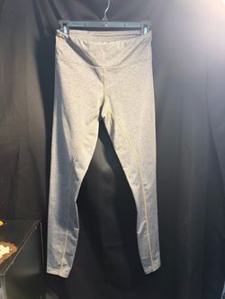Gray Athletic Leggings with Yellow Stitching