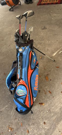 FLORIDA GATORS GOLF BAG AND CLUBS 
