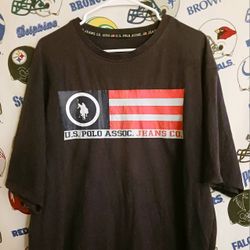 2000s Y2K US Polo Association Jeans Company US United States Of America American Flag Horse Equestrian Graphic Tee Shirt 