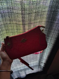 Red coach leather bag