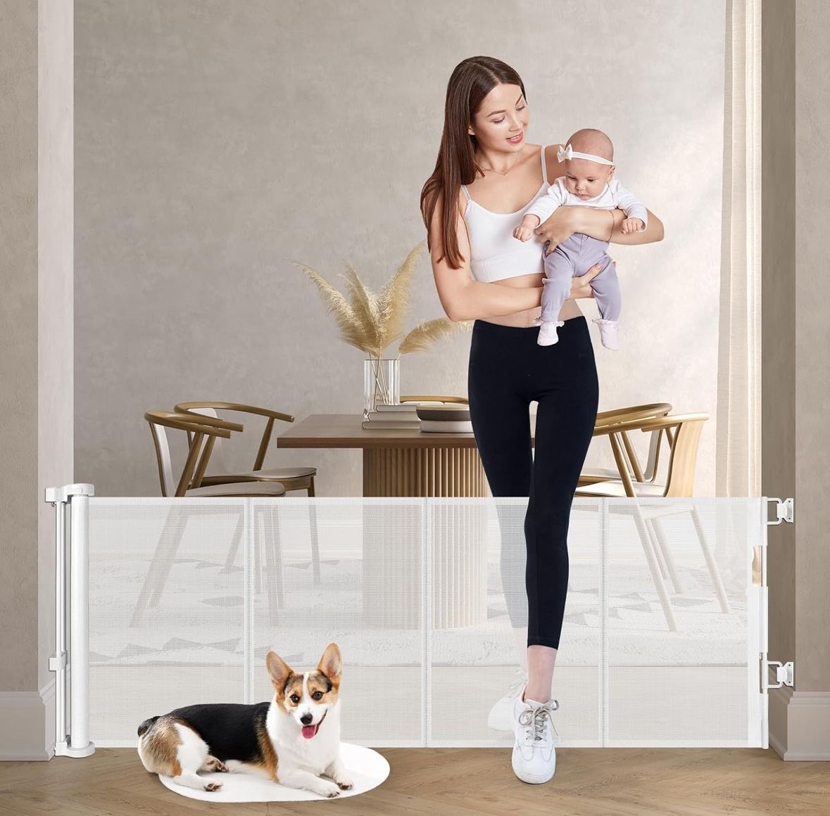 24 Inch Tall Retractable Baby Gates for Dogs