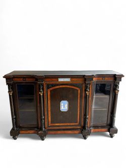 NY: Antique ebonized credenza with Wedgwood Jasperware and Ormolu, Circa 1870, Engla