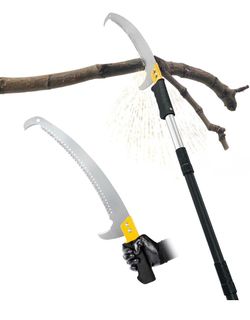 11FT Pole Saw with Adjustable Length for Tree Trimming, Lightweight Manual Pruning Saw with Mn Steel Blade, Long Extension Branch Cutter Pole Pruner