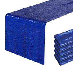 7 Packs 12 x 108 inches Royal Blue Sequin Table Runner, Glitter Royal Blue Table Runner for Wedding Birthday Bachelorette Holiday Party Supplies Decor