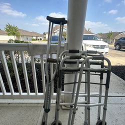 Please Read Description 2 Walkers 1 Pair Of Crutches