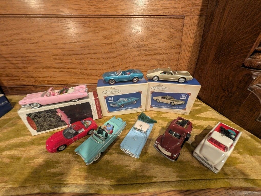 Hallmark Keepsake Ornament - 2 Classic American Trucks, 2 Muscle Cars 4 American Classic Cars. 9 In Total