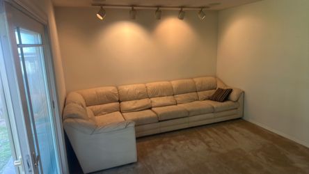 Free Large Cream Leather Sectional Sofa