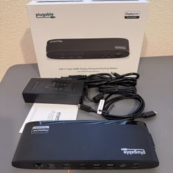 Brand New PLUGABLE USB-C TRIPLE MONITOR DOCKING STATION WITH 3X HDMI PORTS, 100W LAPTOP CHARGING