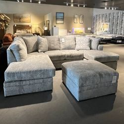 Light Grey 2pc Chaise Sectional Couch