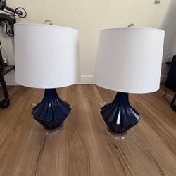 Simon Blake Interiors Cobalt Blue Ceramic Table Lamps Set of 2