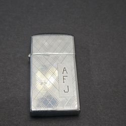 Vintage 1960 Zippo Slim style Monogrammed Lighter - A F J