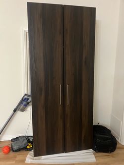 Dark Brown Double Door Wardrobe Cabinet
