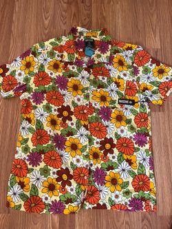 Super Massive Hippie Flower Power Button Up Shirt 60s 70s retro mens s(or women’s ) size large