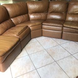 Leather Reclining Sectional Couch