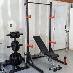 Squat Rack , Adjustable Bench , Weight Bench , Olympic Barbell , Rubber Weights Gym Equipment 