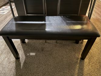Espresso leather bench