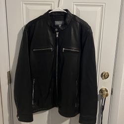 Brand New Mens Michael Kors Leather Jacket In Black 