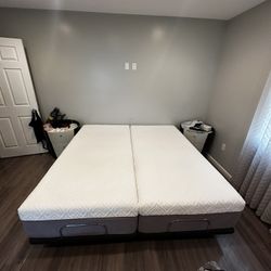 Adjustable Bed Frame Mattress And 2 Nightstand 