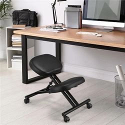 Ergonomic Kneeling Chair, Adjustable Rolling Knee Stool, Black