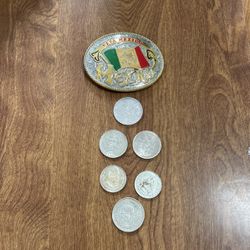 Mexican Silver coins /Belt buckle 