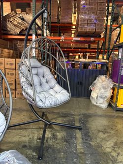 New Swing Hanging Birdcage  Egg Chair with Stand Indoor Outdoor 350lbs Capacity