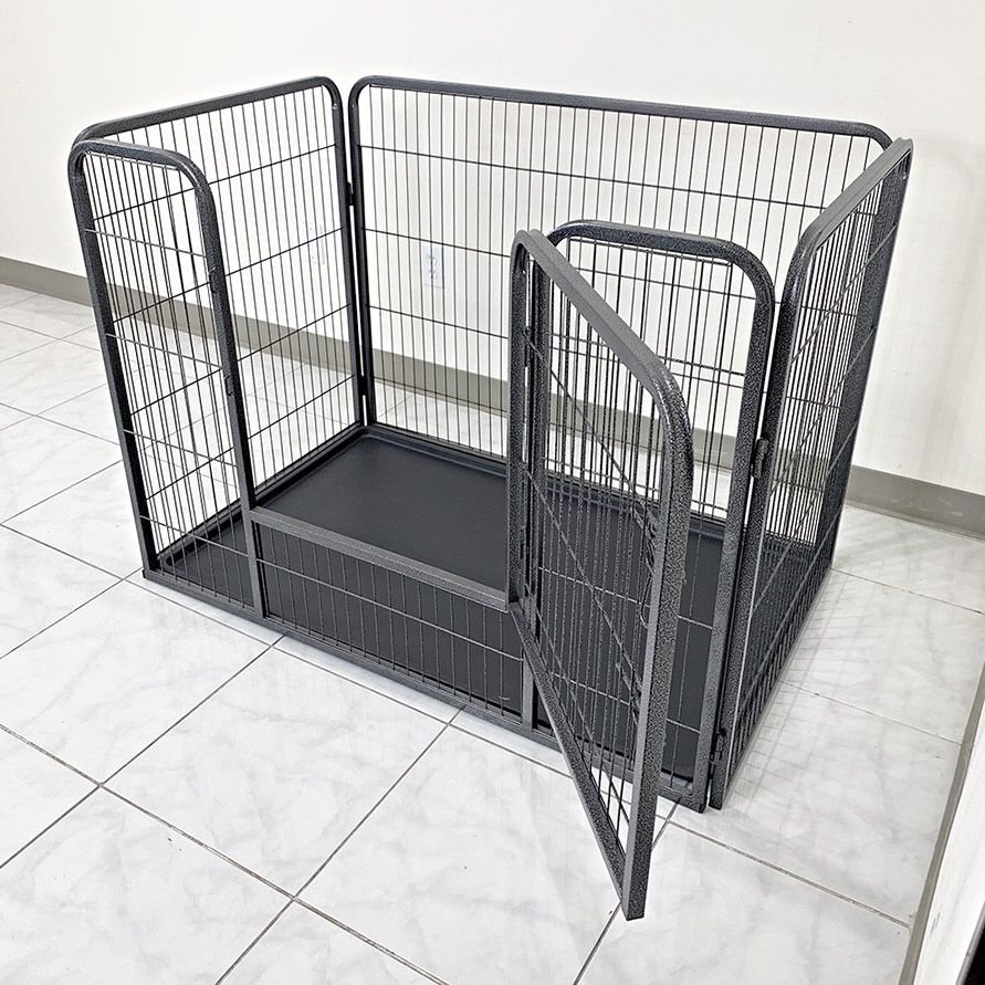 $105 (Brand New) Heavy-duty dog pet playpen w/ plastic tray indoor outdoor cage kennel 4-panel, 49”x32”x35”