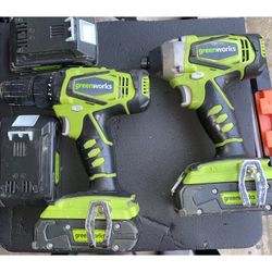 Greenworks 24v Drills 4 Batteries And Charger