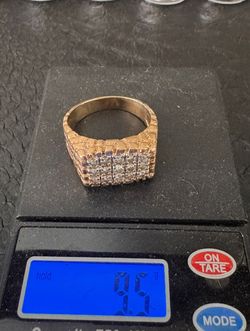 9.5 gram 14k Nugget Ring with 15 Natural Diamonds