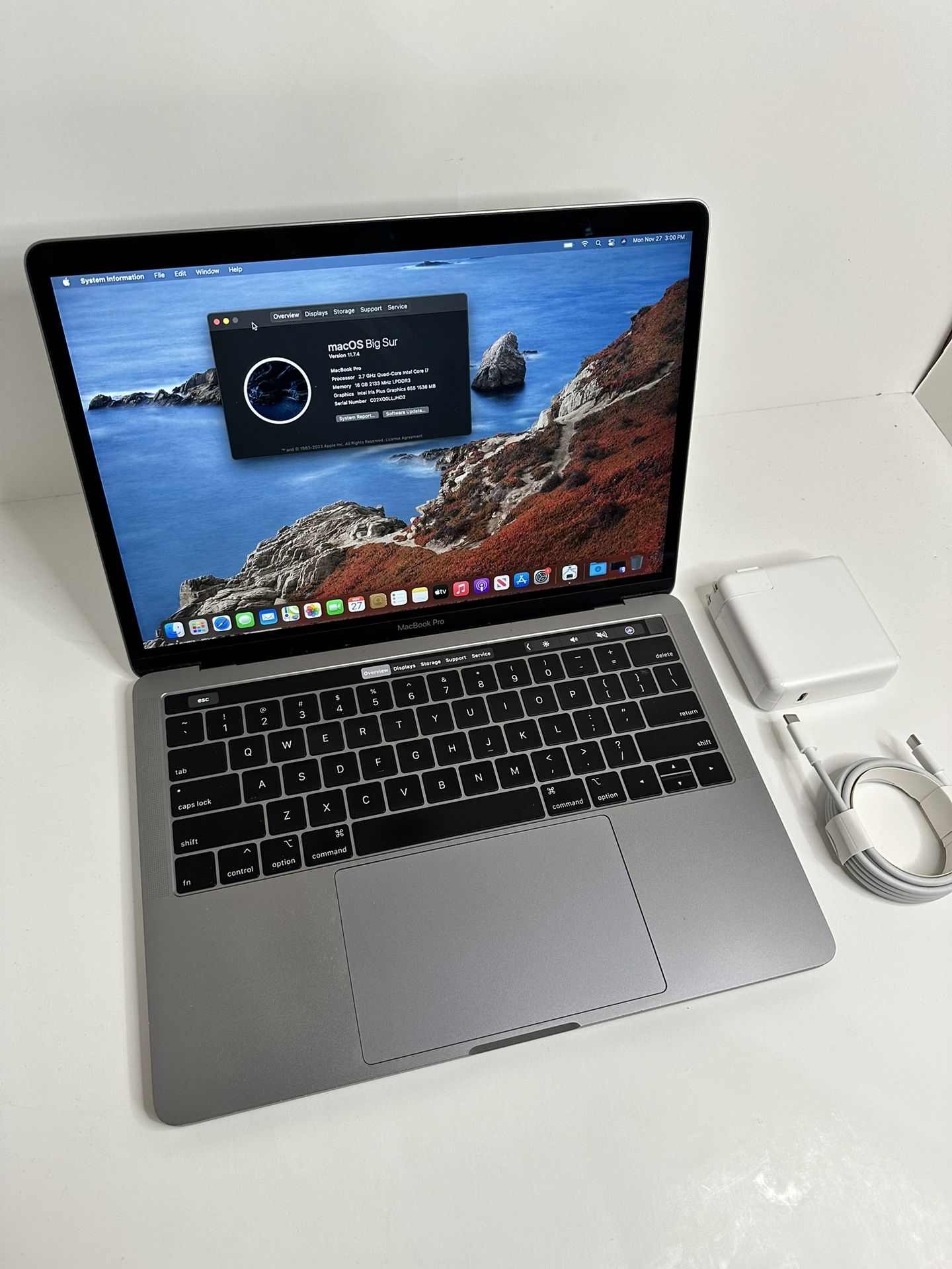 Apple Macbook Pro 13" A1989 2.7ghz i7 16GB Ram 256GB Ssd Mac Laptop Computer 2018