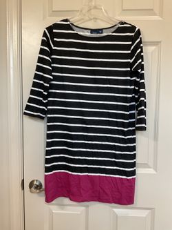 Basic Editions Striped, 3/4” Sleeve Dress - Size S