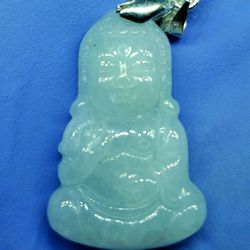 Burmese icy type A jadeite jade pendant lucky baby Buddha.