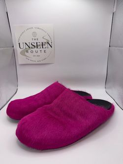 Marni Fussbett Sabot Fuchsia Calf Hair Mules Size 44