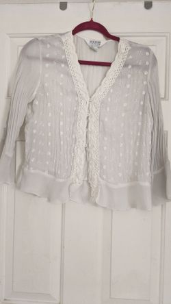 Sheer lacey long sleeved white blouse