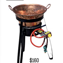 Cazo Nuevo De Cobre De Santa Clara Con Vase I Quemador/ Para Carnitas Mojaras, Papas, Polliito