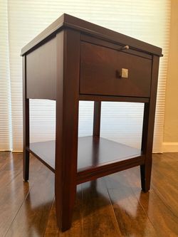 Casana Wood Nightstand / End Table – Pull-Out Tray, Drawer & Shelf