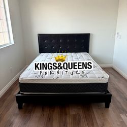 NEW  Queen bed frame with mattress