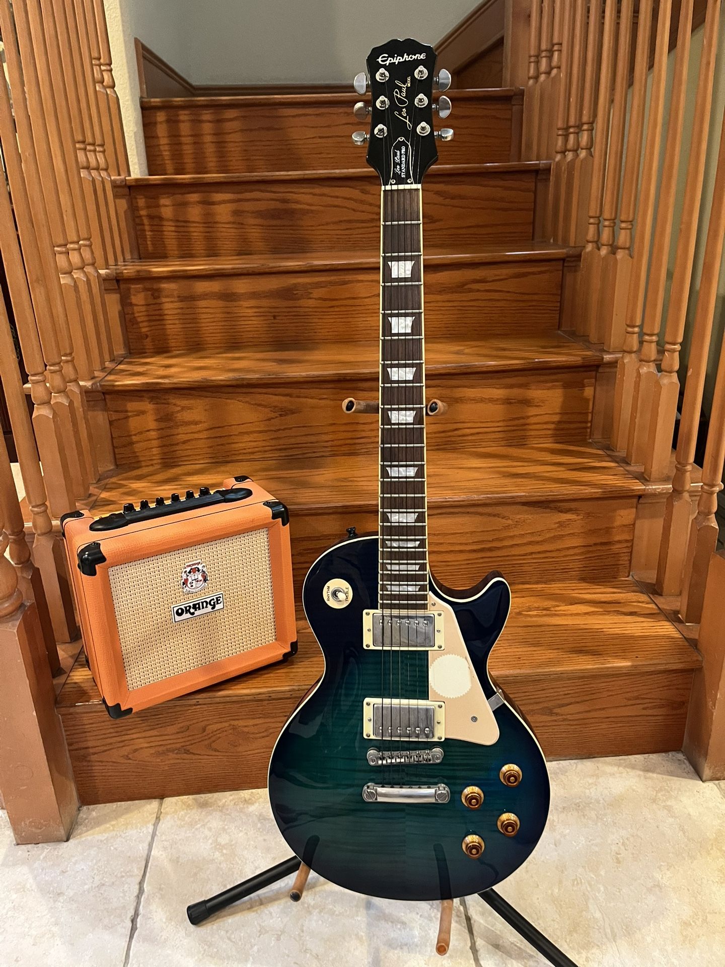 Epiphone Les Paul Standard Pro (Mint) W/ Orange Crush 12 Guitar Amp
